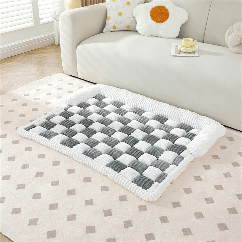 Dog Couch Cover Winter Plush Warm Checkered Washable Pet Mat Comfortable Soft Cats Puppy Bedding Pad Sleeping Supplies