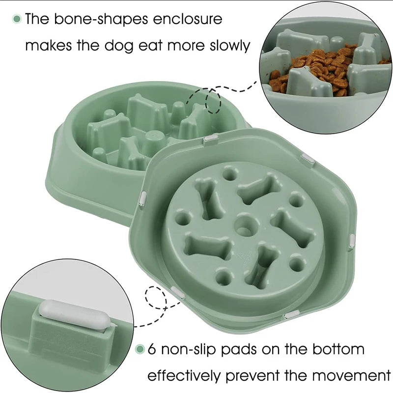 Slow Feeder Dog Bowl Anti-choking Slow Feeding Bowls for Dogs Anti-slip Pet Slow Eat Dishes Puzzle Bowls for Small Medium Dogs