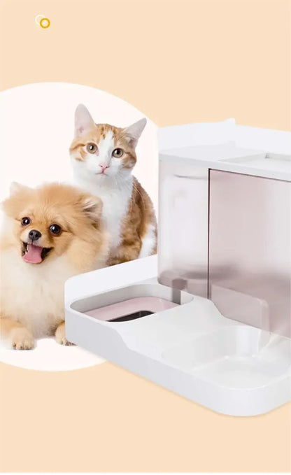 Automatic Feeder Cat Dog Food Bowl with Water Fountain Pet Items Large Capacity Raised Stand Dish Bowl for Cat Drinker