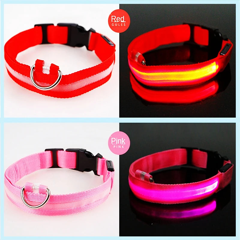 USB Rechargeable Luminous Collar Adjustable Led Glowing Dog Collar for Large Small Dogs Cat Night Light Collar Pet Safety Harnes