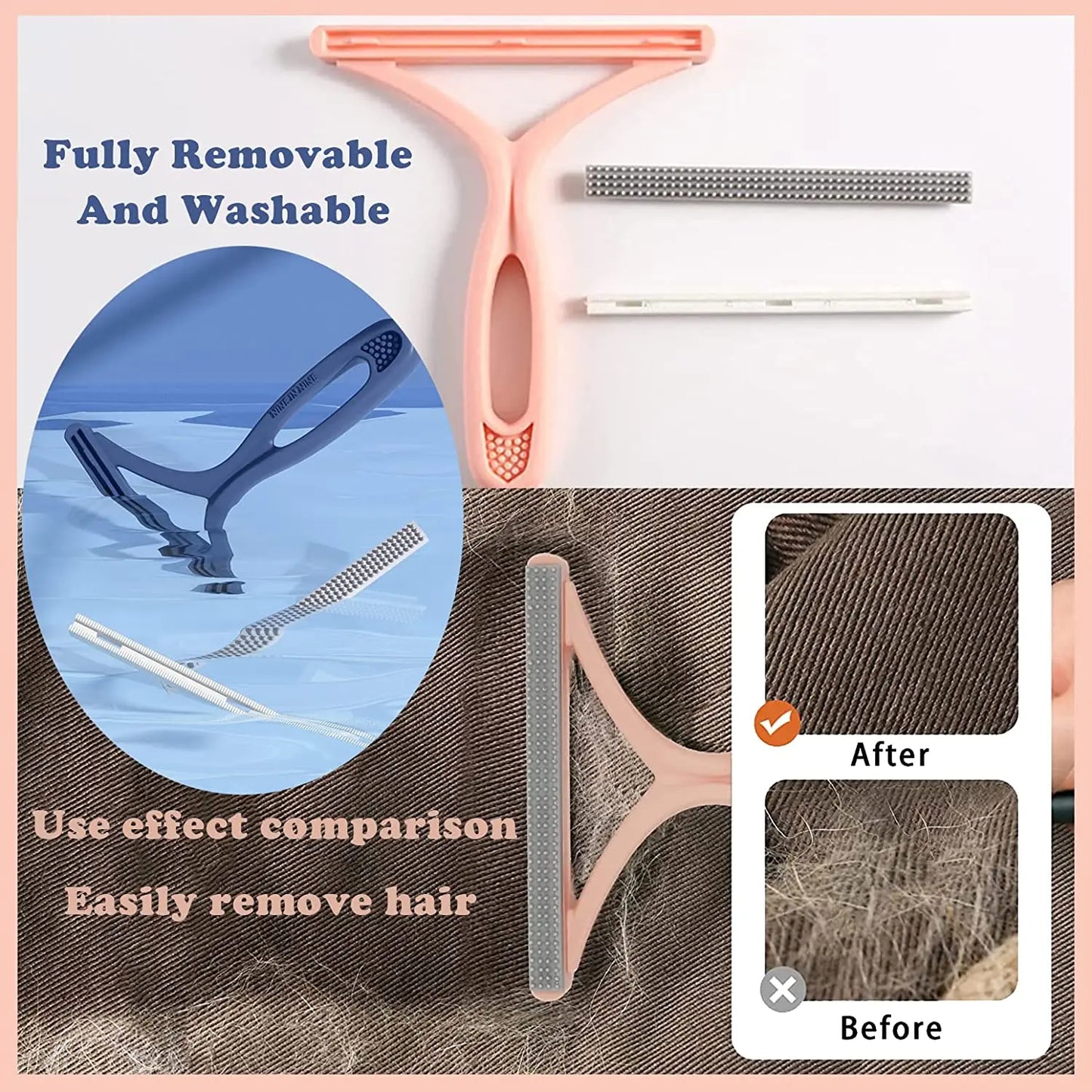 2/1PC Silicone Double Sided Pet Hair Remover Lint Remover Clean Tool Shaver Sweater Cleaner Fabric Shaver Scraper Clothes Carpet