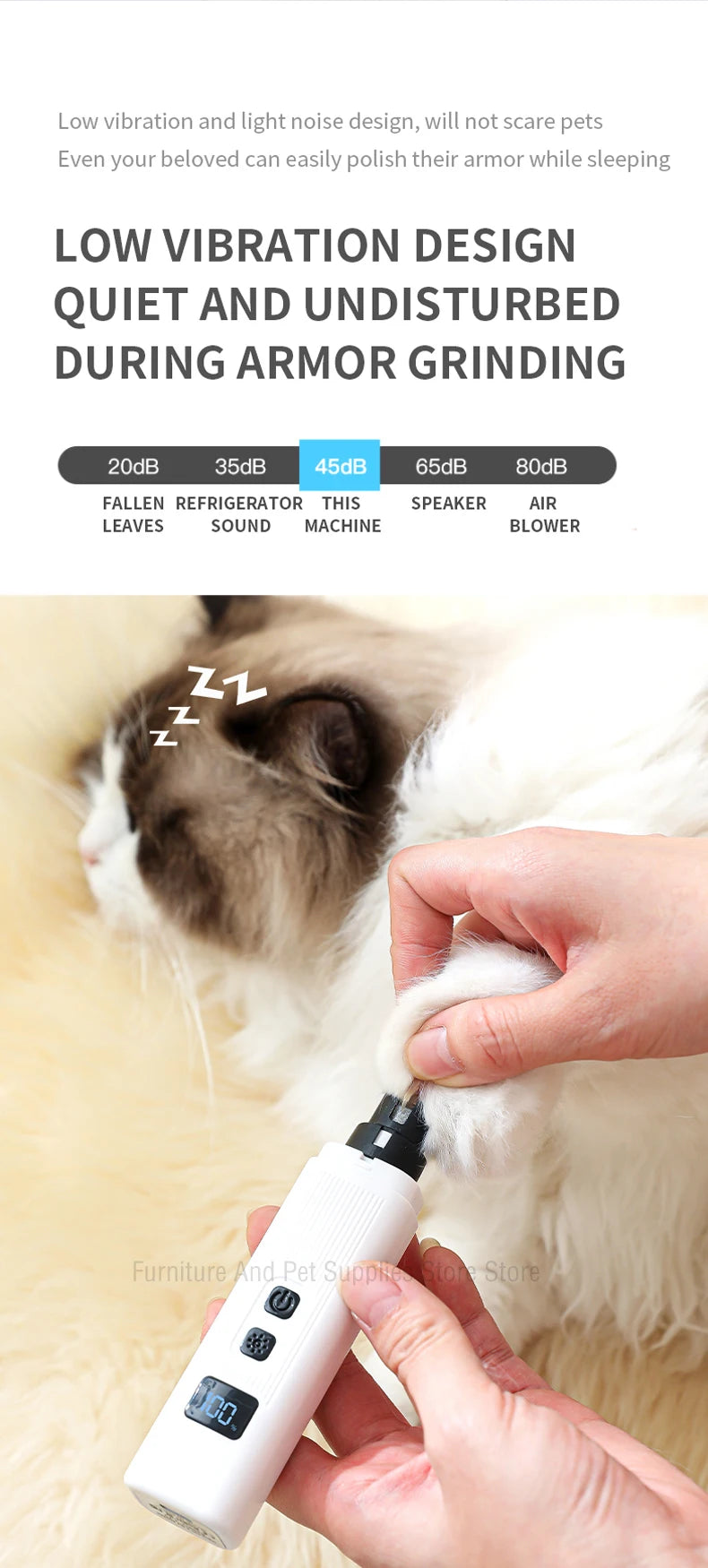 Electric Dog Nail Clippers for Dog Nail Grinders Rechargeable USB Charging LED Light Pet Quiet Cat Paws Nail Grooming Supplies