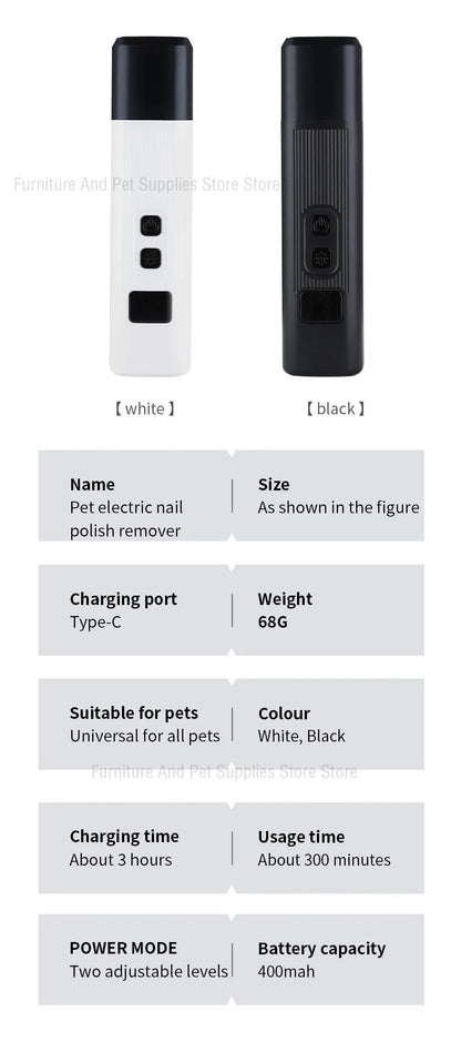 Electric Dog Nail Clippers for Dog Nail Grinders Rechargeable USB Charging LED Light Pet Quiet Cat Paws Nail Grooming Supplies