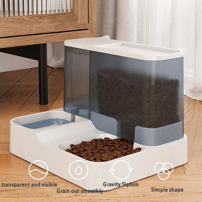 Automatic Feeder Cat Dog Food Bowl with Water Fountain Pet Items Large Capacity Raised Stand Dish Bowl for Cat Drinker