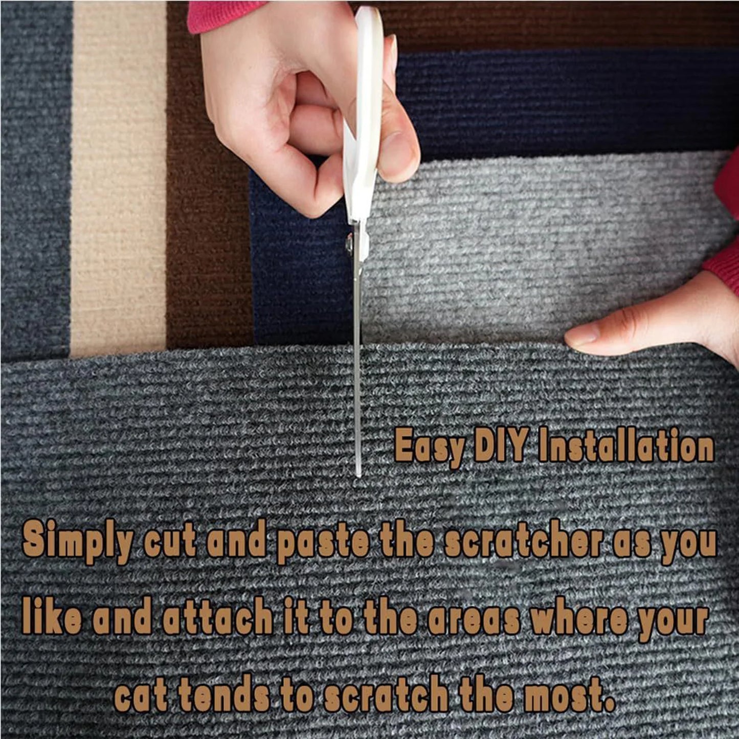 Wall Self-Adhesive Anti Cat Scratch Sofa DIY Cats Scratch Protection Paws Sharpen Trimmable  Carpet Cats Scratch Board ﻿