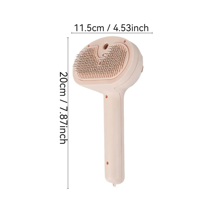 Spray Cat Brush for Shedding - Water Brush for Cats and Dogs - Pet Hair Removal Comb with Water Tank and Release Button - Steamy