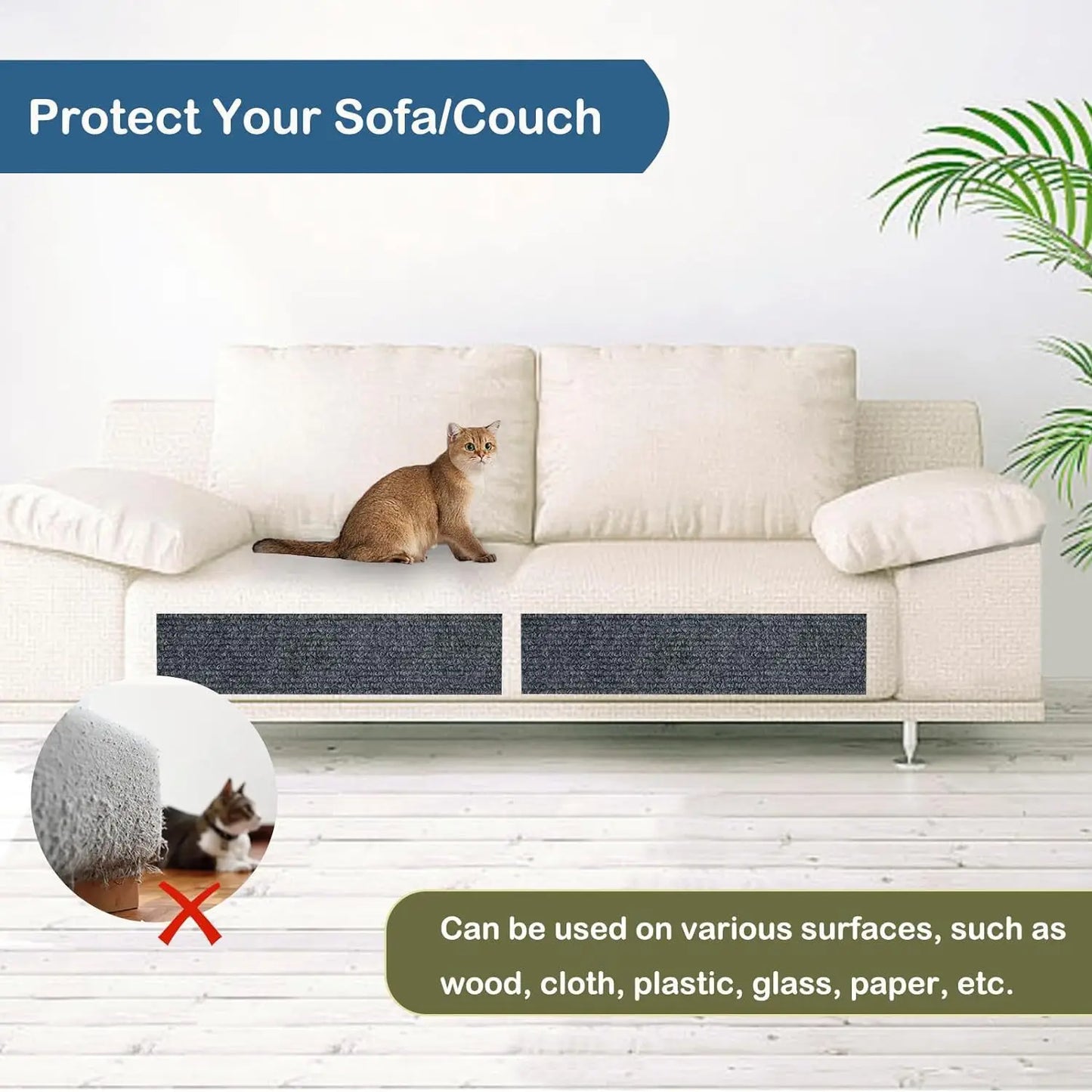 Wall Self-Adhesive Anti Cat Scratch Sofa DIY Cats Scratch Protection Paws Sharpen Trimmable  Carpet Cats Scratch Board ﻿