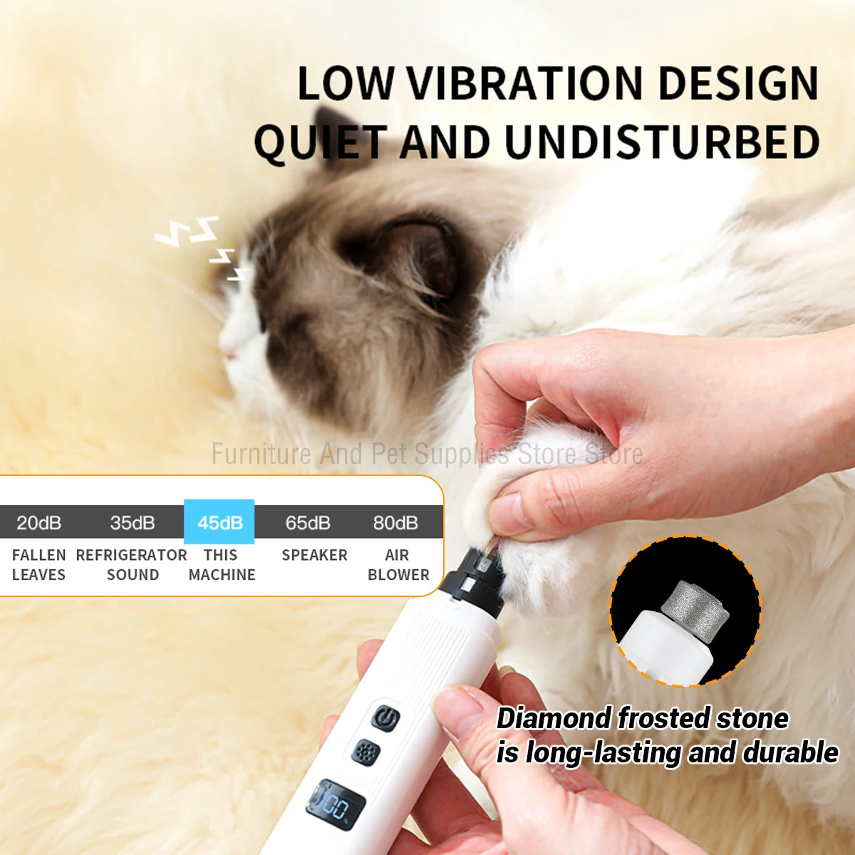 Electric Dog Nail Clippers for Dog Nail Grinders Rechargeable USB Charging LED Light Pet Quiet Cat Paws Nail Grooming Supplies