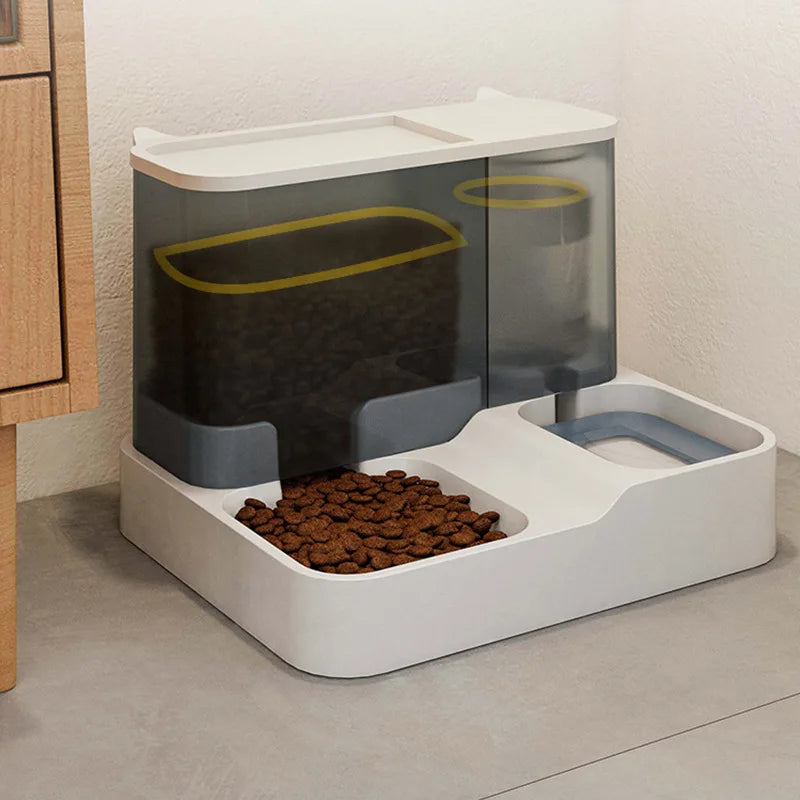 Automatic Feeder Cat Dog Food Bowl with Water Fountain Pet Items Large Capacity Raised Stand Dish Bowl for Cat Drinker