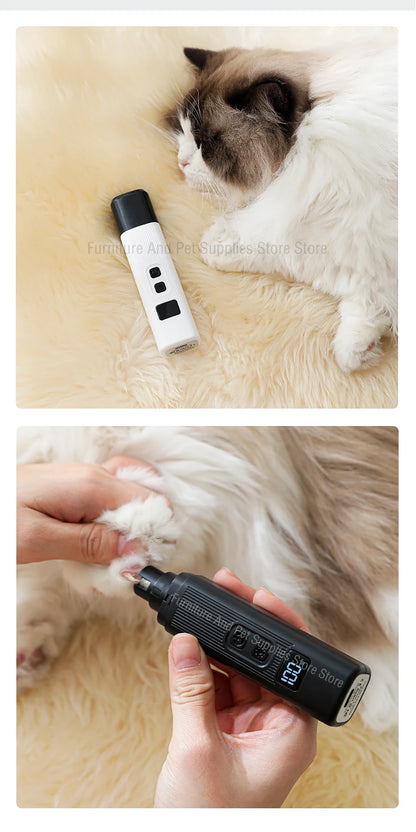 Electric Dog Nail Clippers for Dog Nail Grinders Rechargeable USB Charging LED Light Pet Quiet Cat Paws Nail Grooming Supplies