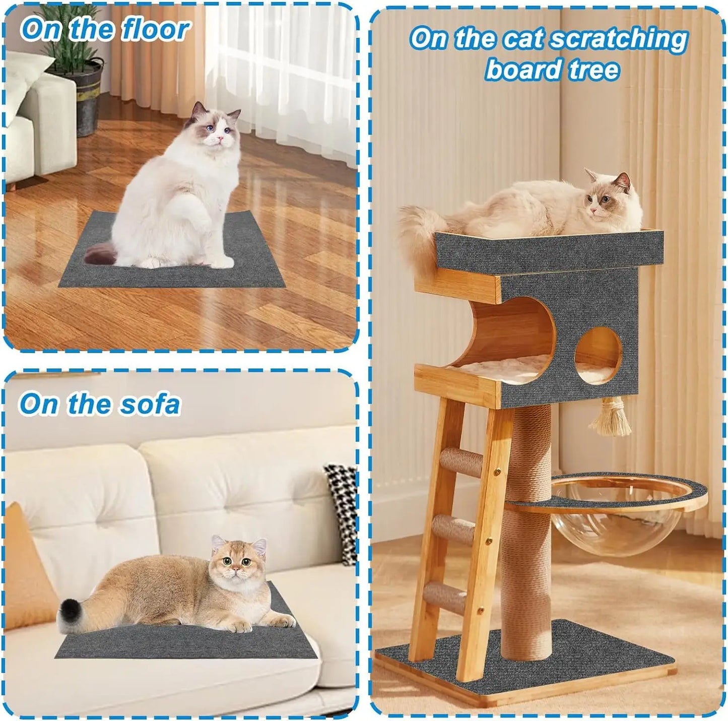 Wall Self-Adhesive Anti Cat Scratch Sofa DIY Cats Scratch Protection Paws Sharpen Trimmable  Carpet Cats Scratch Board ﻿