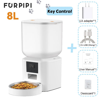 271oz Automatic Dog Feeders with Key Contol SUS304 ABS Large Capacity Furpipi Pet Smart Feeder Automatic Cat Dog Food Dispenser